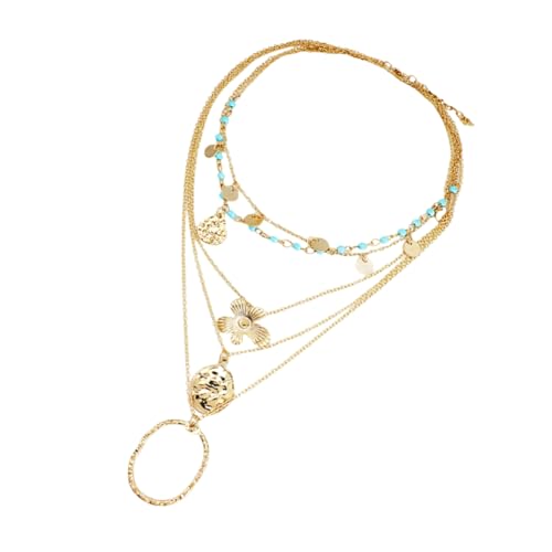 SAFIGLE Mehrlagige Blumenmuster Halskette für Damen Eleganter Anhänger für Schmuckdekoration für Strandpartys Urlaubsanlässe und Besondere Events Langlebig und Rostbeständig von SAFIGLE