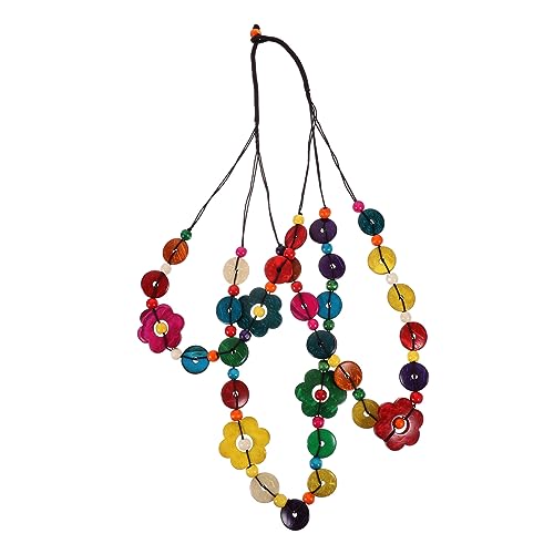 SAFIGLE Böhmische Mehrschichtige Halskette Aus Kokosnuss Perlen Vintage Woven Schmuck Mit Bunten Blumen Anhängern Für Frauen Und Mädchen Für Partys Geschenke Und Alltag von SAFIGLE