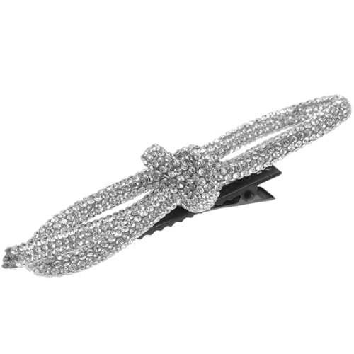 SAFIGLE Metall Haarklammer Schleife mit Strass Großer Haarclip für Sicherer Modisches Accessoire für Damen und Mädchen Vielseitig für Zöpfe Glattes oder Lockiges Haar Silber von SAFIGLE