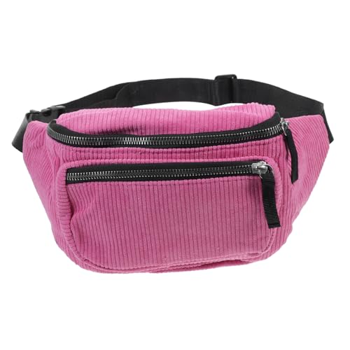 SAFIGLE Rosa Tragbare Hüfttasche Brusttasche Aus Cord Umhängetasche Für Damen Und Mädchen Outdoor-hüfttasche Kleine Tasche Mit Viel Stauraum von SAFIGLE