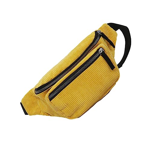 SAFIGLE Gelbe Tragbare Hüfttasche Brusttasche Aus Cord Umhängetasche Für Damen Und Mädchen Und Praktisch Für Outdoor Und Reisen von SAFIGLE