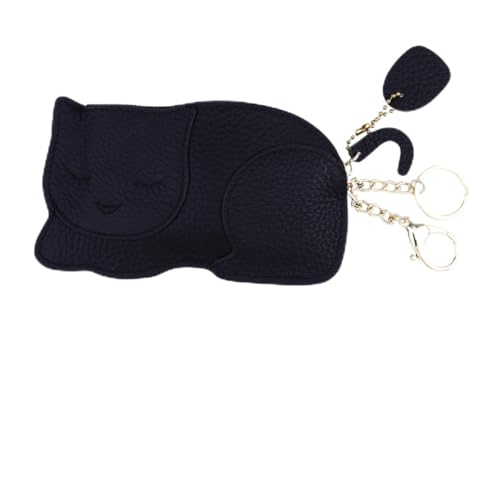 SAFIGLE Mini Münzbeutel Schwarz Ultradünner Katzen Geldbeutel mit Münzfach Leichte Kleine Geldbörse für Münzen Schlüssel und Karten Praktisches Portemonnaie für Alltag und Shopping von SAFIGLE