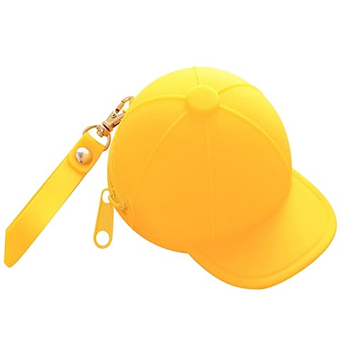 SAFIGLE Mini Münzgeldbörse Baseballkappe Langlebigem Silikon Wasserdichtes Leichtes Portemonnaie Candy Color Gelb für Münzen Karten Stifte Praktischer Schlüsselanhänger für Mädchen von SAFIGLE