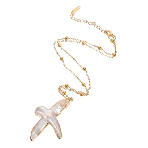 SAFIGLE Minimalistische Perlenkreuz Halskette mit Goldrand Zeitloses Hypoallergenes Schmuckstück für Frauen Stilvolles Glaubenssymbol für Taufe Weihnachten und Religiöse Anlässe von SAFIGLE