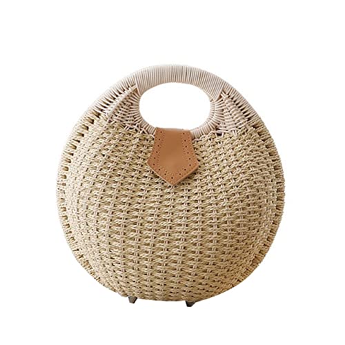 SAFIGLE Strohhandtaschen Für Damen in Rattan- Beige Mit Muschel-design Und Knopfverschluss Für Strand Party Und Alltag von SAFIGLE