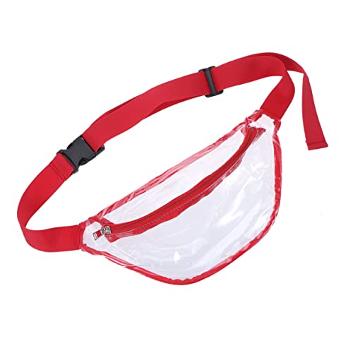 SAFIGLE Hüfttasche Verstellbarer Gürtel Modische Bauchtasche für Damen und Herren Strandtasche Rotes PVC-Material von SAFIGLE