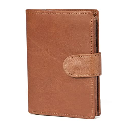 SAFIGLE Multifunktionale Herren Geldbörse aus Echtem RFID Geschützter Kreditkartenhalter mit Großem Fassungsvermögen Vintage Portemonnaie in Hellem Braun für Alltag und Besondere Anlässe von SAFIGLE