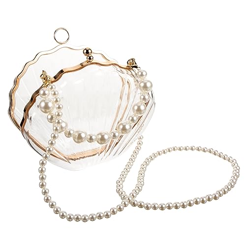 SAFIGLE Muschelförmige Umhängetasche für Damen Transparente Handtasche mit Perlenkette Elegantes Design für Verschiedene Anlässe Vielseitig Tragbar Schulter oder Handtasche SAFIGLE Muschelförmige Umhängetasche für Damen Transparente Handtasche mit Perlenkette Elegantes Design für Verschiedene Anlässe Vielseitig Tragbar Schulter oder Handtasche von SAFIGLE