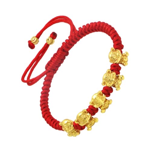 SAFIGLE Neujahrs Armband Rotes Tiger Symbol Glücksarmband aus Legierung und Polyester für Damen und Herren Handgefertigtes Langlebiges Schmuckstück mit Glücksbringer von SAFIGLE