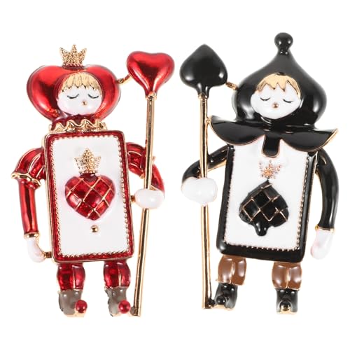 SAFIGLE Nussknacker-Brosche 2 Stück Cartoon-Herz Und Pik-Soldaten-Brosche Emaille-Anstecknadel Modeschmuck Ansteckbroschen Mantel Weihnachtsbrosche Spielkarten-Brosche von SAFIGLE