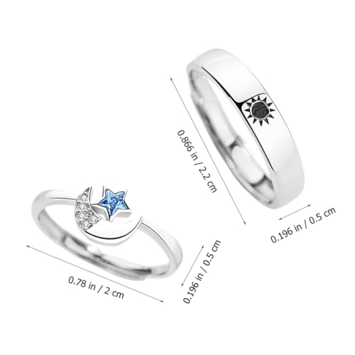 SAFIGLE Offene Ringe für Himmelskörper Mondmotiv Verstellbar Partner Ringe für Liebende Modische Schmuckgeschenke für Valentinstag und Alltag von SAFIGLE