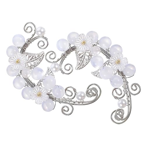 SAFIGLE Ohrclips Damen Ohrmanschetten aus Metall Leichte Statement Ohrringe Piercing frei Kreative Blumen Perlen Designs Komfortabel und Langlebig für Geburtstag Hochzeit Party und Alltag von SAFIGLE
