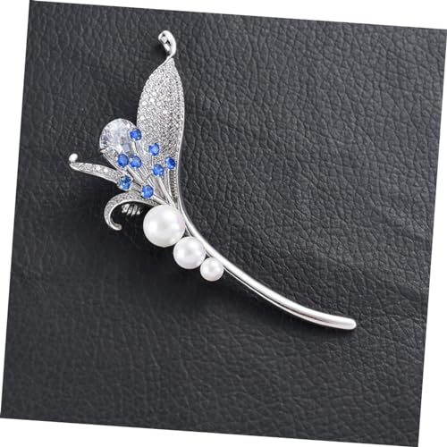 SAFIGLE Orchideen Brosche mit Zirkonia Perlen Schimmernde Anstecknadel Blütenform Leichter Kupfer Schmuck Vielseitig für Kleidung Schals Taschen Damenschmuck Silber von SAFIGLE