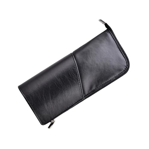 SAFIGLE PU Leder Kosmetiktasche Schwarz mit Reißverschluss Leichter Tragbarer Make Up Pinsel Organizer Kompakte Multifunktionale Schminktasche für Reisen und Zuhause Geräumiger von SAFIGLE