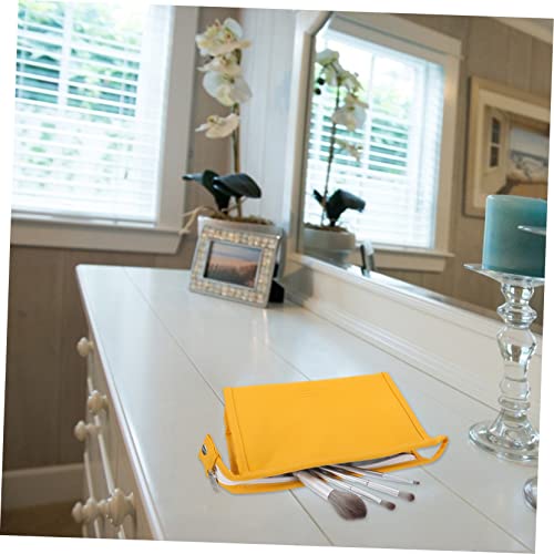 SAFIGLE PU Make Up Tasche Klein Leicht Tragbar Kosmetik Aufbewahrungstasche Reise Organizer Gelb Wasserabweisend Robust Handtasche für Damen Business Travel von SAFIGLE