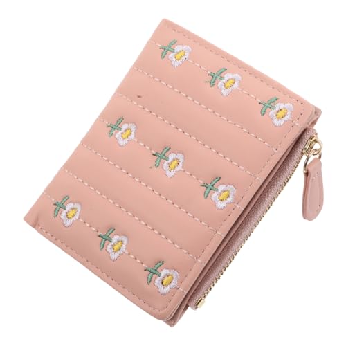 SAFIGLE Kleine Damengeldbörse Mit Blumenstickerei Pu-Material Kartenfächer Und Verschlossenes Münzfach Tragbar Für Mädchen Und Damen von SAFIGLE