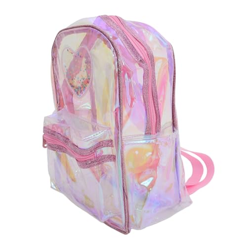 SAFIGLE PVC Transparenter Rucksack Mit Herzmuster üßer Kleiner Schulrucksack Für ädchen Und Damen Ideal Für Konzerte Reisen Und Freizeit Pinker Freizeitrucksack von SAFIGLE