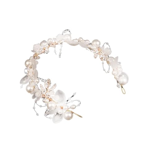 SAFIGLE Pearl Bun Crown Feen-Tiara Tiara-Krone für Frauen Braut Tiara Brautkrone Hochzeit Tiara Hochzeitshaar von SAFIGLE