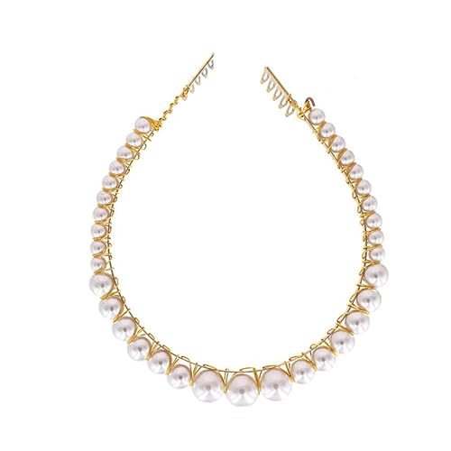 SAFIGLE Perlen-stirnband Handgefertigt Schmuck-haarreif Für Damen Braut-haarreif Aus Perlenmaterial Exquisites Design in Weiß Für Hochzeit Und Party von SAFIGLE