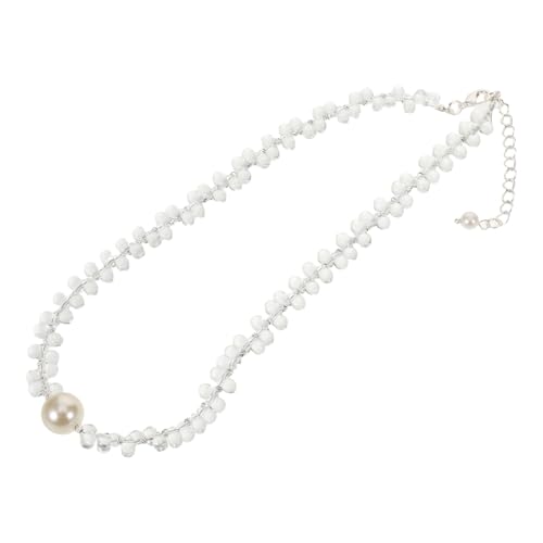 SAFIGLE Perlen Halskette Transparent Quarz Schmuck Damen Choker Elegant Für Hochzeit Party Damen Modische Schmuckstücke von SAFIGLE