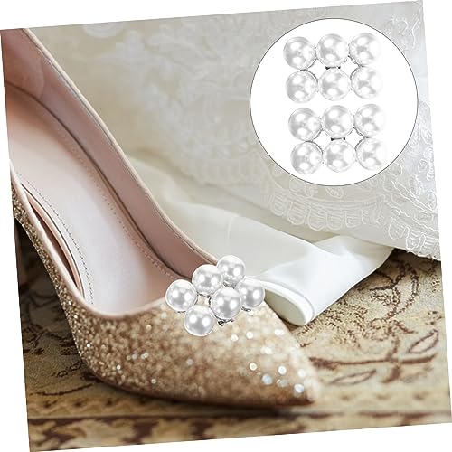 SAFIGLE Perlen Schuhclips Abnehmbar Schmuck Schuhschnalle für Brautschuhe Hochzeitsdeko Damen Pumps Sandalen Zubehör Weiß Perlen Eleganter Damenschuhschmuck von SAFIGLE