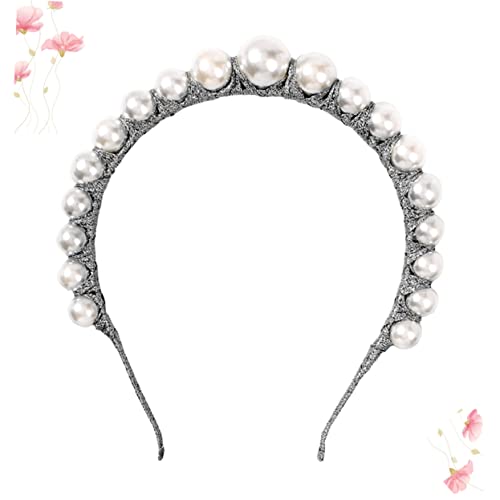 SAFIGLE Perlen Stirnband Weiß Mode Haarreif Mit Perlendekor Leichtes Kopfschmuck Für Partys Und Alltag Zartes Haar-accessoire Für Damen von SAFIGLE