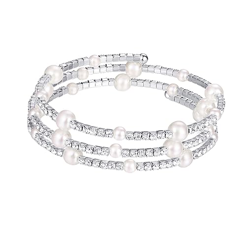 SAFIGLE Perlenarmband Armreifen für Damen Perlenarmbänder für Frauen Armband für Frauen Diamantarmbänder für Frauen Schmuck armschlinge Strass-Armband Diamantarmband elastisch Fräulein von SAFIGLE