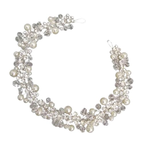 SAFIGLE Braut Haarschmuck Perlen Stirnband Kopfschmuck Damen Hochzeit Kopfbedeckung Strass Haarband Schmuck Für Partys Und Feenpartys von SAFIGLE