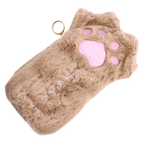 SAFIGLE Plüsch Federmäppchen Katzenmotiv Waschbar Stifte Tasche Mäppchen Kosmetiktasche Braun Weich Niedlich Kleine Aufbewahrungstasche für Schule Büro Makeup von SAFIGLE
