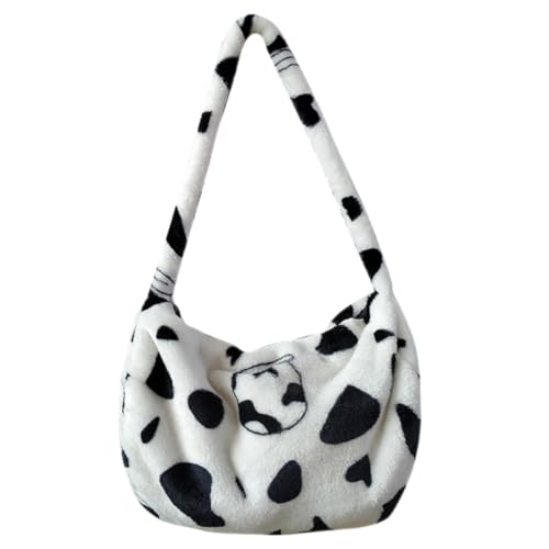SAFIGLE Plüsch Umhängetasche Damen Cartoon Kuhmuster Angenehm Strapazierfähig Vielseitig als Schulter Crossbody tasche Süßes Design Geschenk für Frauen Mädchen von SAFIGLE