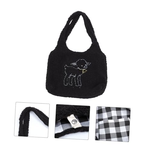SAFIGLE Plüschige Mädchen Handtasche Schwarze Kleine Mode Umhängetasche für Alltag Shopping Party und Reisen von SAFIGLE