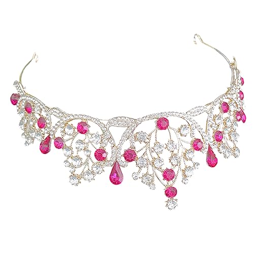 SAFIGLE Prinzessin Tiara Hochzeitsdiademe für die Braut Krone Kopfbedeckungen Braut Tiara Tiaras Dame Haarschmuck für die Braut Brautkopfschmuck für die Hochzeit Acryl Rosy von SAFIGLE