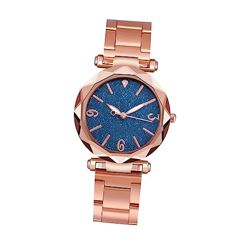 SAFIGLE glitzernde Uhr Quarzwerk Blaue Armbanduhr Erinnerungsgeschenke blaues Dekor Bequeme Uhr Gedenkgeschenke Damenuhren Quartz Uhr Modeuhr Rostfreier Stahl Anschauen Gurt schmücken Frau von SAFIGLE