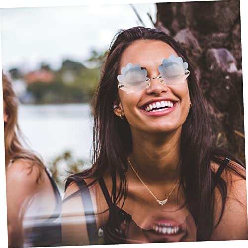 SAFIGLE Randlose Muschel Sonnenbrille Damen Partybrillen Stil Metallrahmen Pc Linsen Festival Sonnenbrille für Frauen und Erwachsene von SAFIGLE