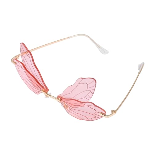 SAFIGLE Randlose Transparente Damen Herren Sonnenbrille mit Libellenflügel Design Unisex Fashion Eyewear aus Robustem Pc Metall Material Party und Alltagsbrille von SAFIGLE