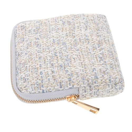 SAFIGLE Reise Schmuck Organizer Tasche Großes Zipper Täschchen aus Wollstoff für Damen mit Innentaschen Staubdicht Schmuckbeutel Blau Weiß für Halsketten Armbänder Ringe Aufbewahrung von SAFIGLE