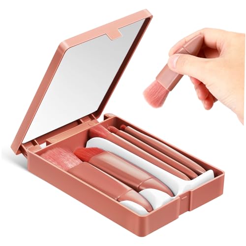 SAFIGLE Reise-make-up-pinsel Nylonfasern Spiegel Und Kompaktem Etui Für Tragbare Lidschatten Und Puderanwendung von SAFIGLE