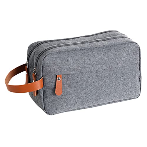 SAFIGLE Reisekulturtasche Herren Doppellagiger Kulturbeutel mit Handgriff Kompakt Waschbar Strapazierfähig für Reiseaccessoires Praktischer Toilettenartikel Organizer Graue Tasche von SAFIGLE