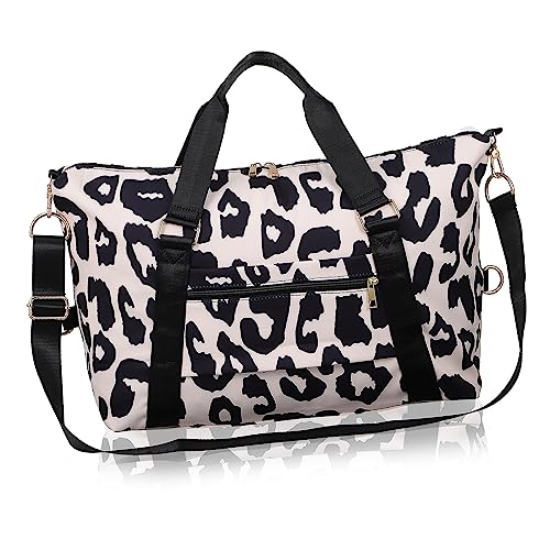 SAFIGLE Reisetasche Groß mit Milchmuster Faltbare Sporttasche für Damen und Herren für Kurztrips Fitness Camping und Strand mit Abnehmbaren Schultergurt und Vielseitigen Fächern von SAFIGLE