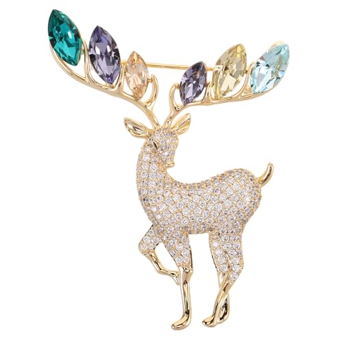 SAFIGLE Rentier-Anstecknadel: Strass-Weihnachts-Hirsch-Brosche, Hemd-Abzeichen, Anzug-Anstecknadel, Accessoire für Frauen, Weihnachten, Hochzeiten, Partys und formelle Veranstaltungen von SAFIGLE