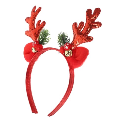 SAFIGLE Rentier Geweih Haarreif mit Glitzer für Weihnachten Festliches Kopfband für Mädchen für Partys Kostüme und Aufführungen mit Klingenden Glocken und Bequemem von SAFIGLE