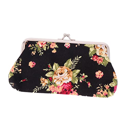 SAFIGLE Vintage Blume Geldbörse Dame Schnalle Clutch Tasche Muster Canvas Brieftasche Für Frau Münzgeldbörse Retro Bestickte Geldbörse von SAFIGLE