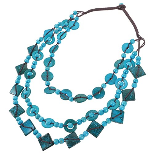SAFIGLE Retro Boho Halskette Damen Handgefertigt Holzperlen und Kokosnuss Schmuck Strand Anhänger Modischer für Alltag und Party von SAFIGLE