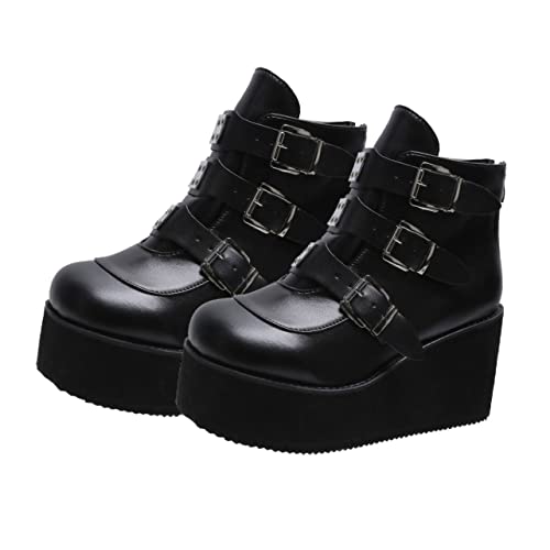 SAFIGLE Retro Damen Ankle Boots mit Dickem Absatz Runde Zehen Mittelhoher PU Schuh Vintage Kurzschaft Stiefeletten Rutschfeste Gummisohle Bequeme Mode für Frühling Herbst von SAFIGLE
