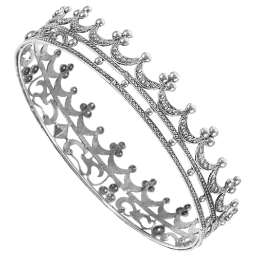 SAFIGLE Retro -Krone diadem dvd the crown - Festliche Kopfbedeckung Nobler Kopfschmuck - Adlige Kopfbedeckung Party königlich männliche Krone Metallkrone für Männer Strasssteine Silver von SAFIGLE