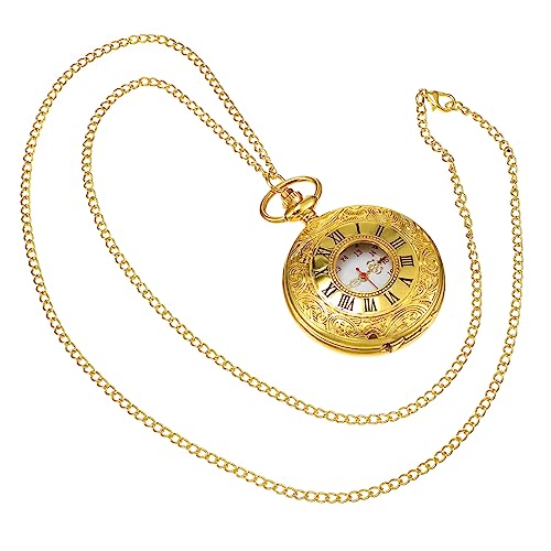 SAFIGLE Retro Taschenuhr Für Herren Damen Goldene Taschenuhr Mit Römischen Ziffern Schwarzer Box Vintage Design Dekoration Geschenkidee von SAFIGLE