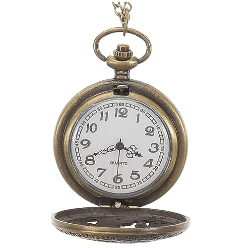 SAFIGLE Retro Taschenuhr mit Filigranem Hohlmuster Klassische Quarzuhr im Vintage Stil Zinklegiertes Gehäuse Lange Kette Anhängeruhr für Damen und Herren Modisches Accessoire und von SAFIGLE