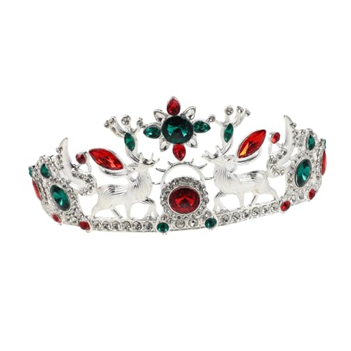 SAFIGLE Rhinestone Braut Haarreif mit Schneeflocken Rentier Design Silberne Tiara für Weihnachts Halloween-feiern Festlicher Kopfschmuck für Hochzeit Party und Kostüm von SAFIGLE