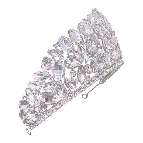 SAFIGLE Rhinestone Braut Tiara Krone Damen Silberfarbene Hochzeit Krone für Party Leichtes und Komfortables Braut Diadem Eleganter Kopfschmuck für Fotos Bankette und von SAFIGLE