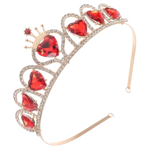SAFIGLE Rhinestone Haarkrone in Rot Strahlendes Herz Design Eleganter Braut Haarschmuck mit Kamm für Hochzeit Geburtstag und Valentinstag von SAFIGLE